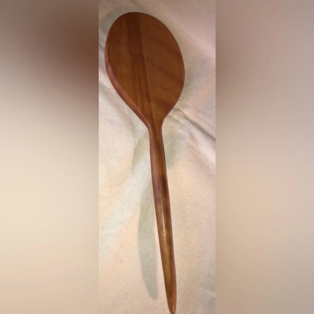 Wooden Oval Long Handled Hand Mirror 15.75” Long-Handcrafted/vintage 1980s